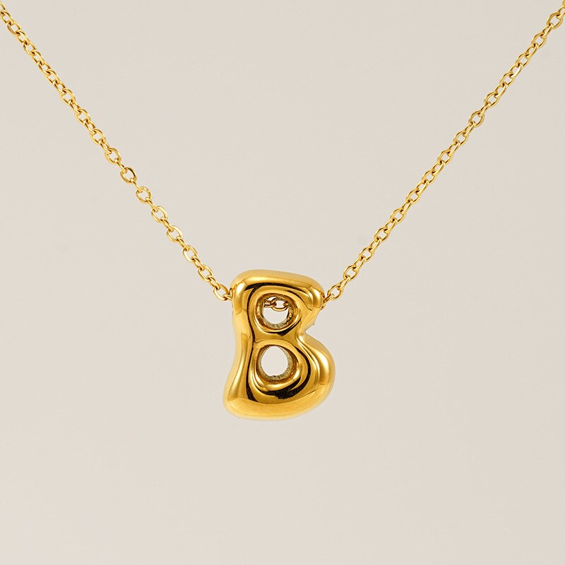 Gold color / 1 Piece Simple Series Daily Letter B Titanium Steel 18K Gold Plated Unisex Pendant Necklaces Picture2